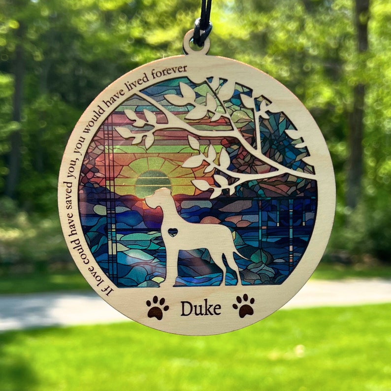 Dog Memorial Suncatcher, Breed Specific Pet Loss Gift, Perfect for dog lover, mixed breed, rescue dogs, service dogs