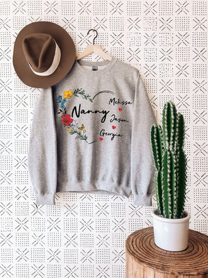 Custom Grandma Sweatshirt, Personalized Grandma Shirt For Mother's Day, Nana Shirt With Grandkids Name, Mimi Sweatshirt Abuela, Grandma Tees