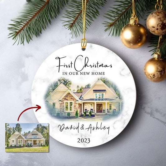 Personalized First Christmas in Our New Home Ornament, Custom New Home Photo Christmas Ornaments, 2024 New House Ornament Gift