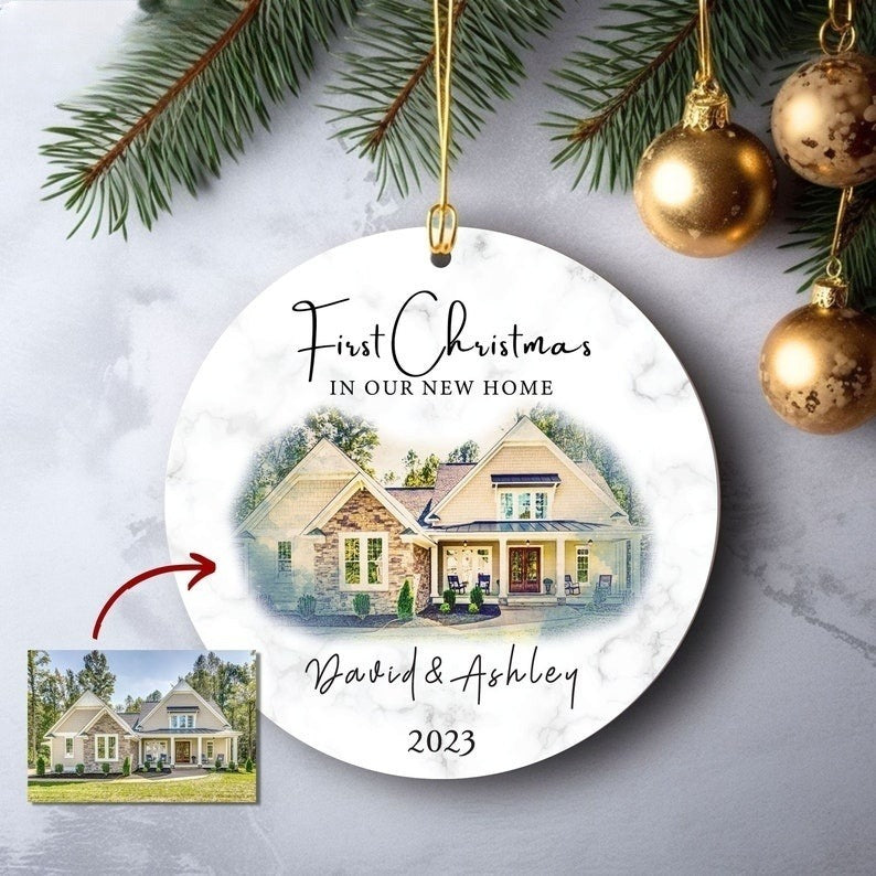 Personalized First Christmas in Our New Home Ornament, Custom New Home Photo Christmas Ornaments, 2024 New House Ornament Gift