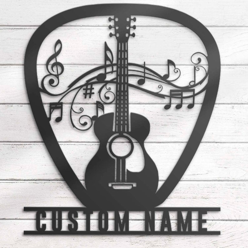 Custom Guitar Pick Metal Personalized Guitar Player Name Sign Home Decor Music Room Decoration Guitarist Birthday Xmas