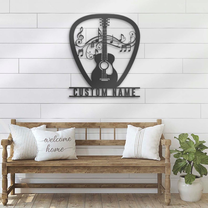 Custom Guitar Pick Metal Personalized Guitar Player Name Sign Home Decor Music Room Decoration Guitarist Birthday Xmas
