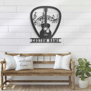 Custom Guitar Pick Metal Personalized Guitar Player Name Sign Home Decor Music Room Decoration Guitarist Birthday Xmas