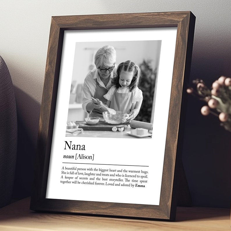 Personalised Grandmother definition print - Custom gift with photo for Nan, Gift idea for Nana, birthday gift Grandma, Photo Gift for Granny