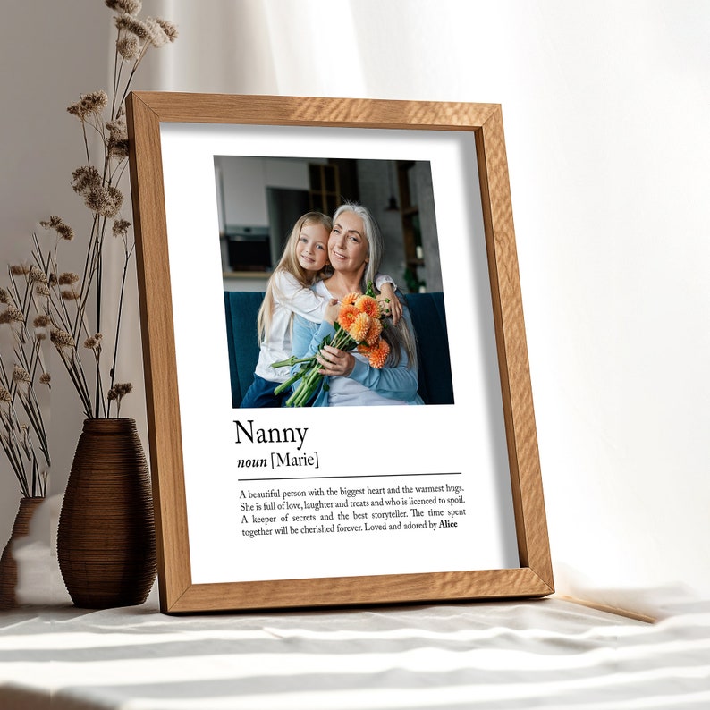 Personalised Grandmother definition print - Custom gift with photo for Nan, Gift idea for Nana, birthday gift Grandma, Photo Gift for Granny
