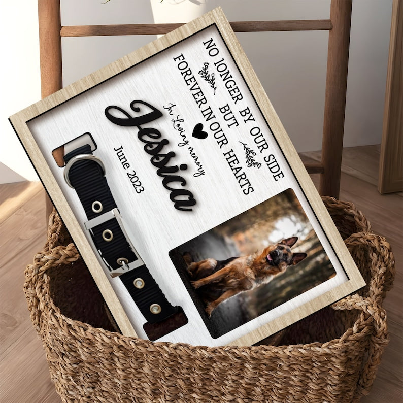 Memorial Pet Collar Sign, Dog Memorial Wood Frame With Collar Holder, Dog Memorial Gifts