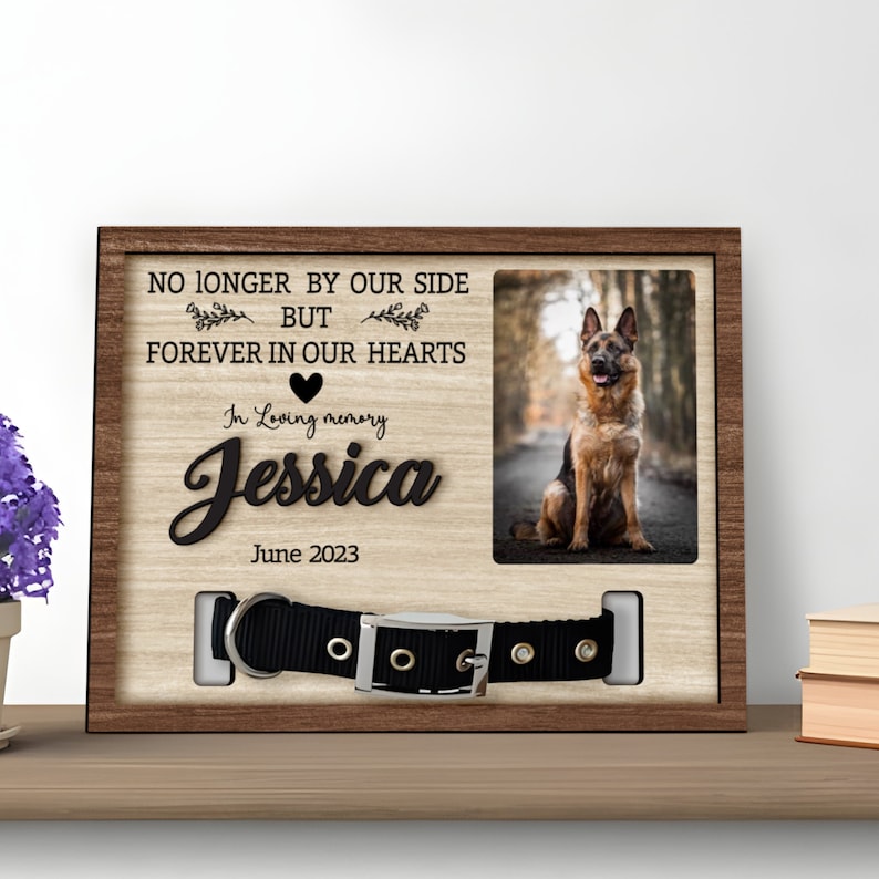 Memorial Pet Collar Sign, Dog Memorial Wood Frame With Collar Holder, Dog Memorial Gifts