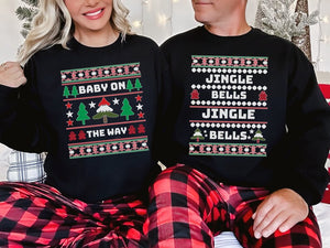 Xmas Pregnancy Announcement, Ugly Couples Christmas Sweater, Christmas Gender Reveal, Ugly Couple Sweaters, Couples Christmas Sweater