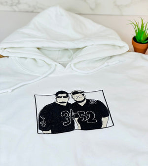 Custom Photo on Hoodie Embroidered Sleeve, Personalized Dad Portrait Hoodie from Your Photo, Funny Dad hoodies, Unique Father's Day Gifts