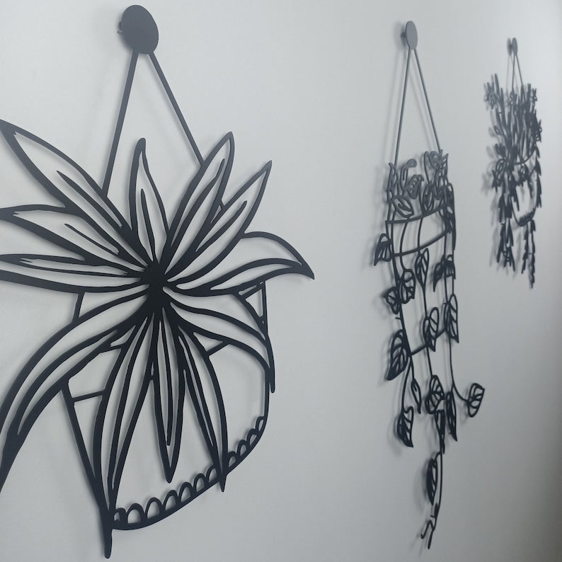 Flower in Pot Metal Wall Art, Kitchen Metal Wall Art, ivy Metal Wall Decor, House Entry Metal Wall Art, Unique Birthday Gift, Gift for Mom