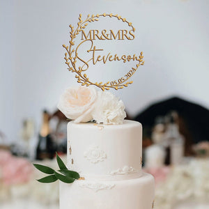 Gold wedding cake topper, Mr Mrs cake topper,Personalized cake topper,Wedding cake topper,Anniversary Cake topper,Custom cake topper, Rustic
