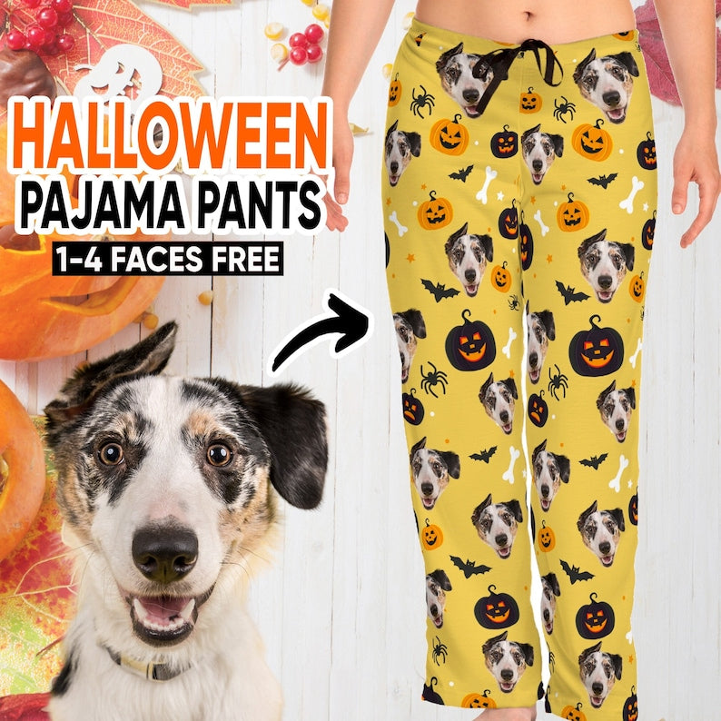 Custom Halloween Pet Pajama Pants: Personalized Dog & Cat Photo PJs