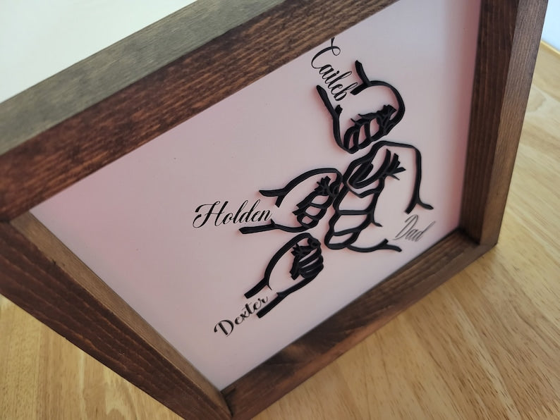 Fist Bump Dad and Kids Framed Sign, Dad Birthday Gift, Father's Day Gift for Dad, Gift Idea for Dad, Fathers Day Gift from Daughter Kids Son