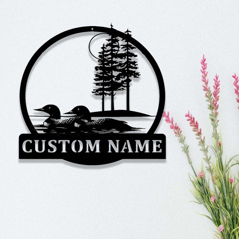 Custom Lake Loons Metal Sign,Personalized Duck Loons Name Sign,Waterfowl Loons Wall Art,Lake House Sign,Cabin Lodge Decor,Duck Lover Gift