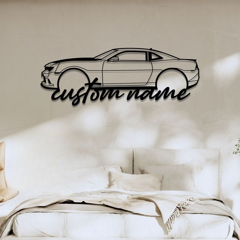 Custom Name Car Silhouette Metal Sign with Light, Car Metal Wall Art, Car Wall Sign, Custom Gift, Metal Sign, Personalized Gifts, Home Decor