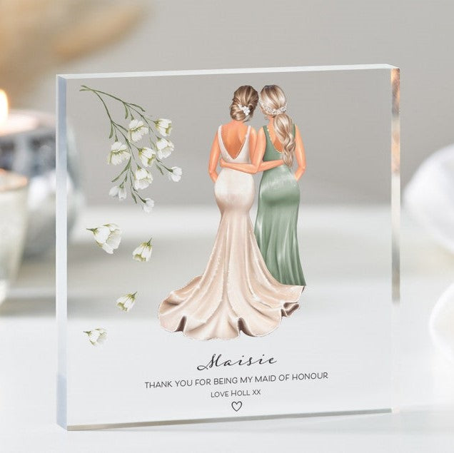 Thank You For Being My Bridesmaid Gift | Bridesmaid Proposal Gift | Gift for Maid of Honor | Thank you Bridesmaid Gift | Acrylic Plaque
