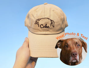 Custom Dog Ear Embroidered Baseball Cap, Personalized Embroidery Pet Portrait Hat, Dog Mom Dad Gift, Pet Drawing from Photo, Pet Lover Gift