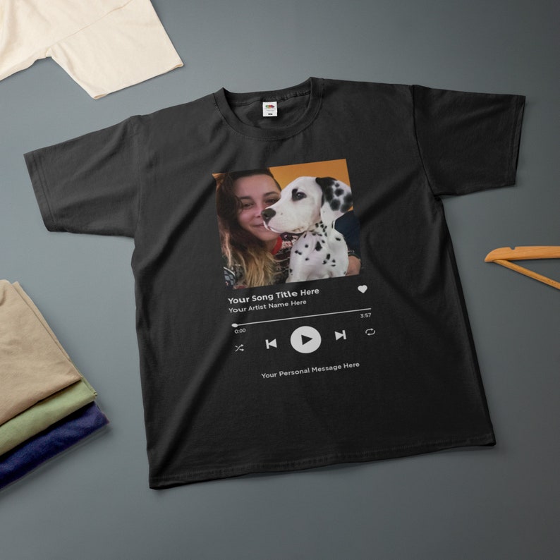 Personalised Song T-Shirt Playlist Streaming Boyfriend Girlfriend Valentines Music Love Birthday Wedding Christmas Various Size & Colour