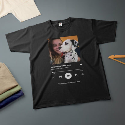 Personalised Song T-Shirt Playlist Streaming Boyfriend Girlfriend Valentines Music Love Birthday Wedding Christmas Various Size & Colour