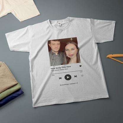 Personalised Song T-Shirt Playlist Streaming Boyfriend Girlfriend Valentines Music Love Birthday Wedding Christmas Various Size & Colour