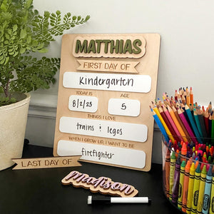 Personalized First Day of School Sign. Custom Last Day of School Sign. Wooden Sign. Kids School Sign il_794xN.5200955001_adkx.jpg?v=1720405650