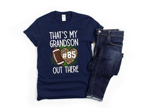 Football Grandma Shirt/ Custom Grandma Football Game Day Shirt/ That's My Grandson Out There/ Leopard Print Football TShirt