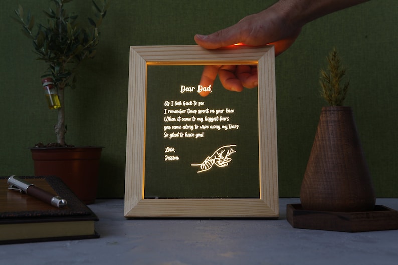 Personalized Dad Night Light - Letter to Daddy - Table Lamp - Father's Day Gift Idea - Unique Dad Birthday Gift - Custom Night Light for Dad