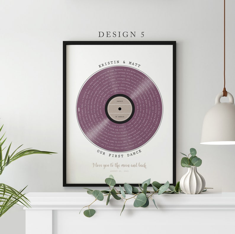 Our First Dance | Vinyl Record Wedding Song Lyrics for Anniversary Keepsake | Custom Print Vinyl Record Christmas Gift for Couples | Unique Custom Poster and Canvas