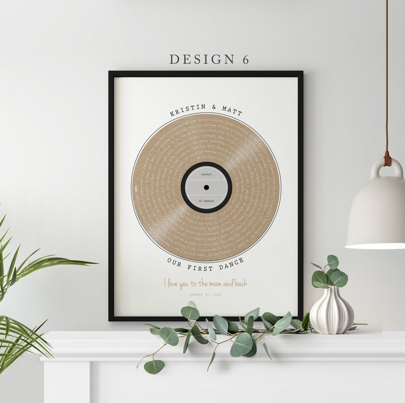 Our First Dance | Vinyl Record Wedding Song Lyrics for Anniversary Keepsake | Custom Print Vinyl Record Christmas Gift for Couples | Unique Custom Poster and Canvas