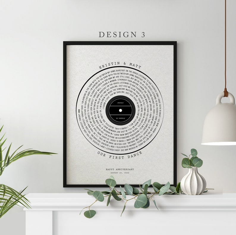 Our First Dance | Vinyl Record Wedding Song Lyrics for Anniversary Keepsake | Custom Print Vinyl Record Christmas Gift for Couples | Unique Custom Poster and Canvas