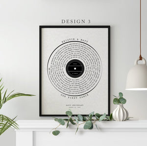 Our First Dance | Vinyl Record Wedding Song Lyrics for Anniversary Keepsake | Custom Print Vinyl Record Christmas Gift for Couples | Unique Custom Poster and Canvas