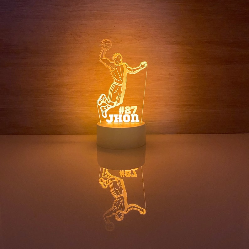 Basketball Personalized LED Night Light - Custom Gift for Fans, Sports Bedroom, Game Room Decor, Party Enhancer