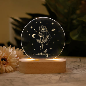 Personalized Birth Flower Night Light: Custom LED Lamp
