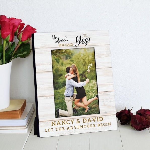 Engagement Gifts for Couple Picture Frame, Engagement Frame, She Said Yes, Personalized Photo Frame for Couple, Couples Gift, Gift for Her