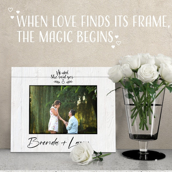 Engagement Gifts for Couple Picture Frame, Engagement Frame, She Said Yes, Personalized Photo Frame for Couple, Couples Gift, Gift for Her