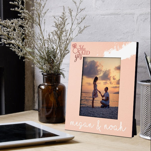 Engagement Gifts for Couple Picture Frame, Engagement Frame, She Said Yes, Personalized Photo Frame for Couple, Couples Gift, Gift for Her