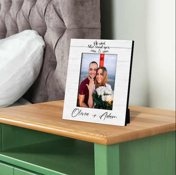 Engagement Gifts for Couple Picture Frame, Engagement Frame, She Said Yes, Personalized Photo Frame for Couple, Couples Gift, Gift for Her