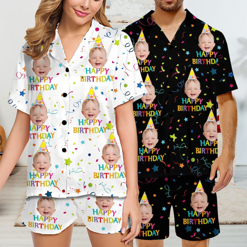 Custom Birthday Pajamas.Family Pajamas Set,Funny Face Pajamas,Birthday Pajamas Adult,Custom Pajamas,Birthday Gifts,Happy Birthday Clothing