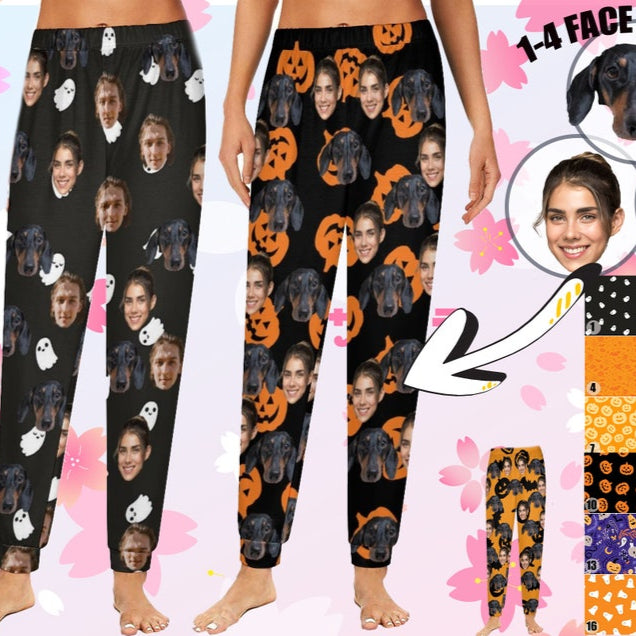 Halloween pajama pants,Custom face Pajama Set,Personalized Pajamas Set,Christmas Pajama,Custom photo Pjs,Halloween Gift to Her,giftfor women