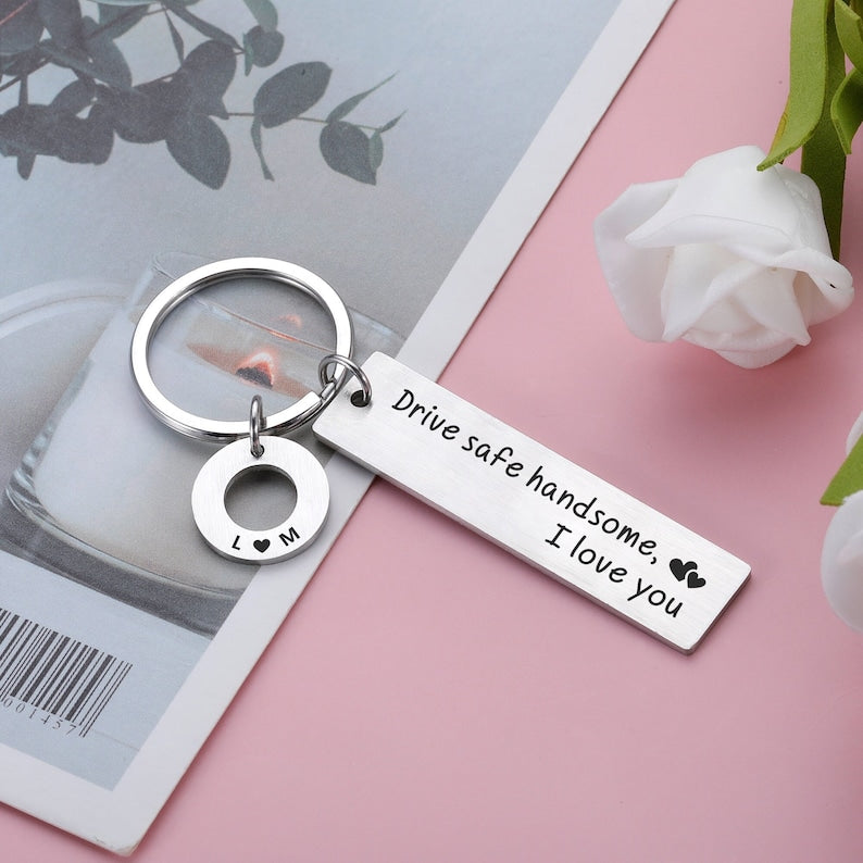 Drive Safe Keychain, Custom Couple Keychain, Ner Driver Gifts for Best Friend/Boyfriend/Girlfriend /Christmas, Valentines Anniversary Gifts