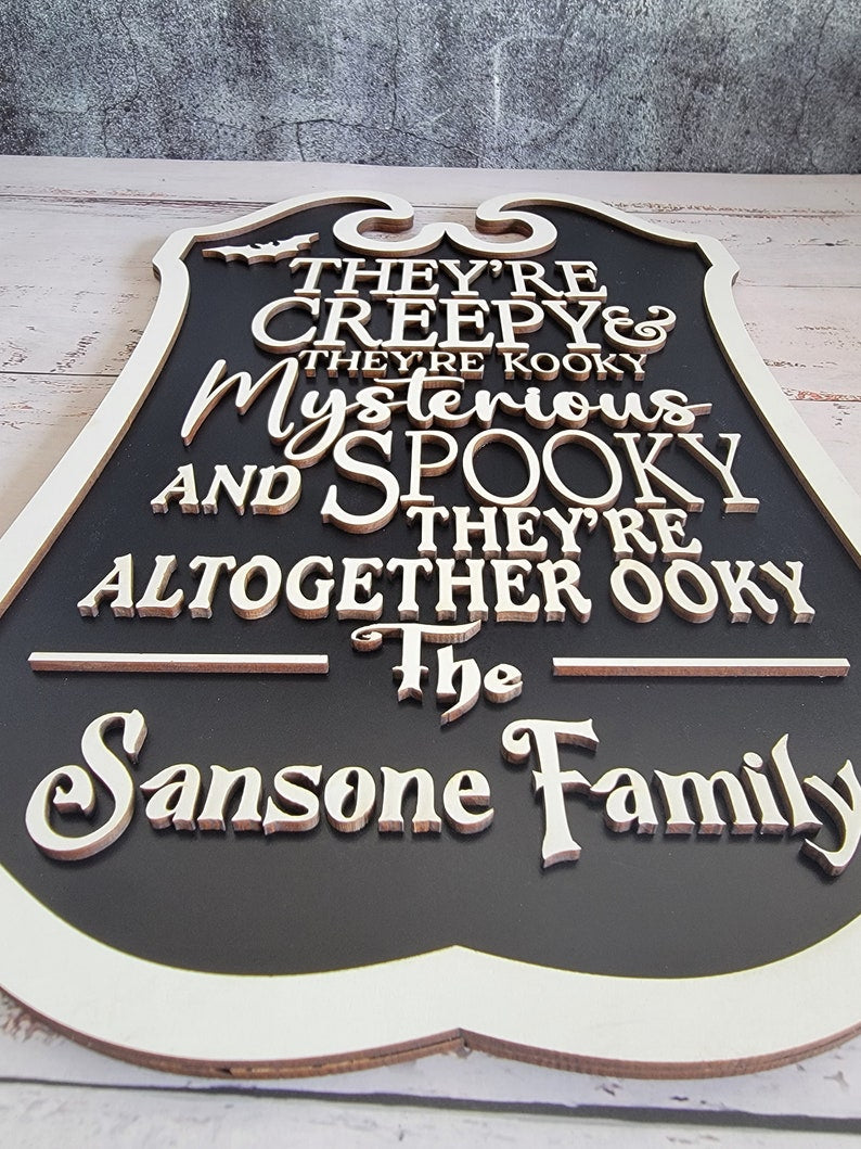 Custom Last Name Halloween Sign, They re creepy & they re kooky personalized wall hanging sign decor, Halloween decor/ Porch Leaner