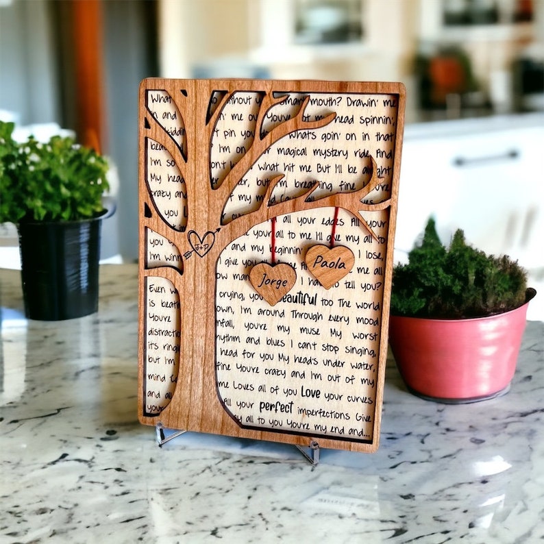 Personalized couples plaque - Anniversary - Valentine's day - Custom message - poem - song