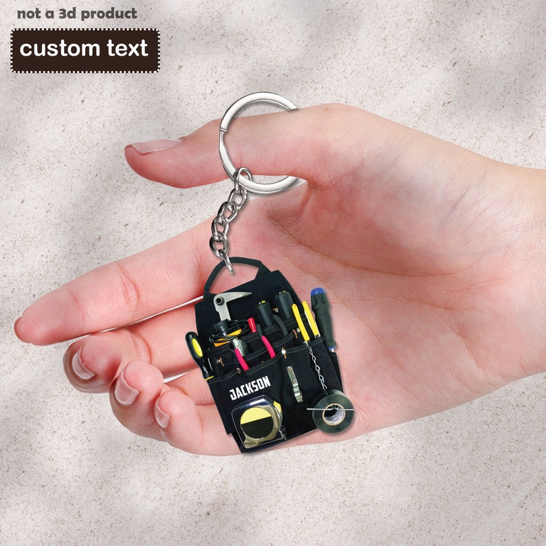 Electrician Tool Bag Personalized Acrylic 2D Keychain, Electrician Gift, Custom Electrician Keychain, Gift For Son, Husband