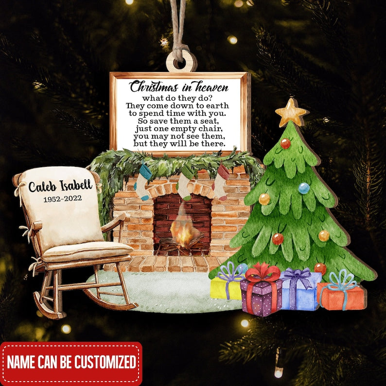 Christmas in Heaven, Custom Sympathy Gift , Thinking Of You, Remembrance Gift, In Memory Ornament, Personalized Christmas In Heaven Ornament