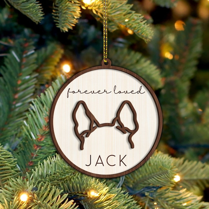 Dog Ear Memorial Ornament, Dog Memorial Gift, Custom Dog Line Drawing Ear Line Art Ornament, Dog Memorial Ornament, Gifts for Dog Lover il_794xN.5221865893_6h6r.jpg