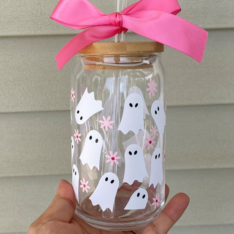 Halloween Iced Coffee Cup, Pumpkin Cup, Halloween Iced Coffee Glass, Halloween Gifts, Halloween Mug, Halloween Iced Coffee, Ghost Halloween