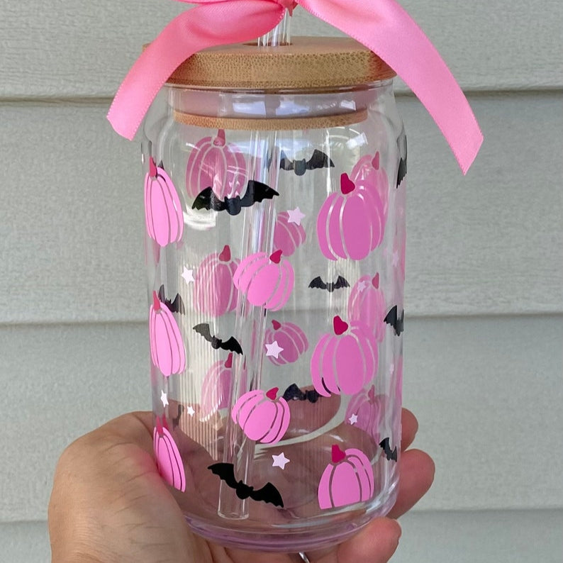 Halloween Iced Coffee Cup, Pumpkin Cup, Halloween Iced Coffee Glass, Halloween Gifts, Halloween Mug, Halloween Iced Coffee, Ghost Halloween