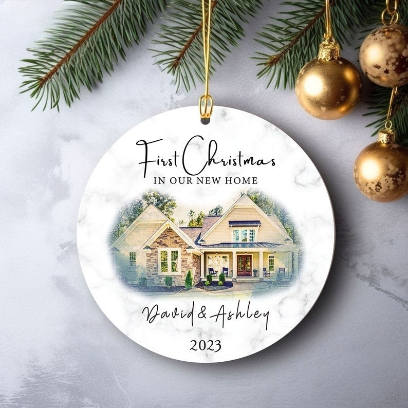 Personalized First Christmas in Our New Home Ornament, Custom New Home Photo Christmas Ornaments, 2024 New House Ornament Gift
