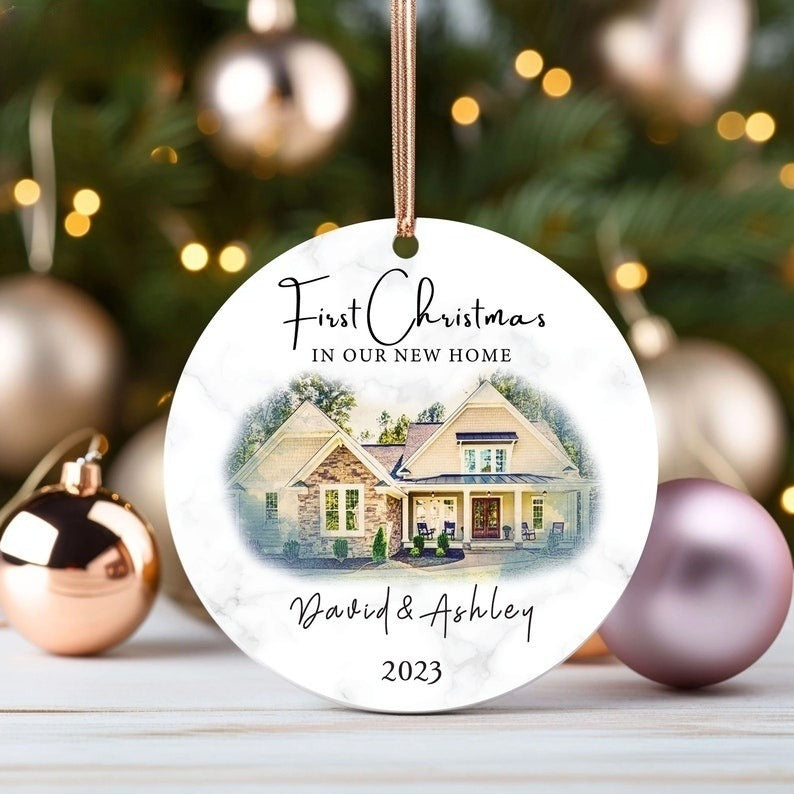 Personalized First Christmas in Our New Home Ornament, Custom New Home Photo Christmas Ornaments, 2024 New House Ornament Gift
