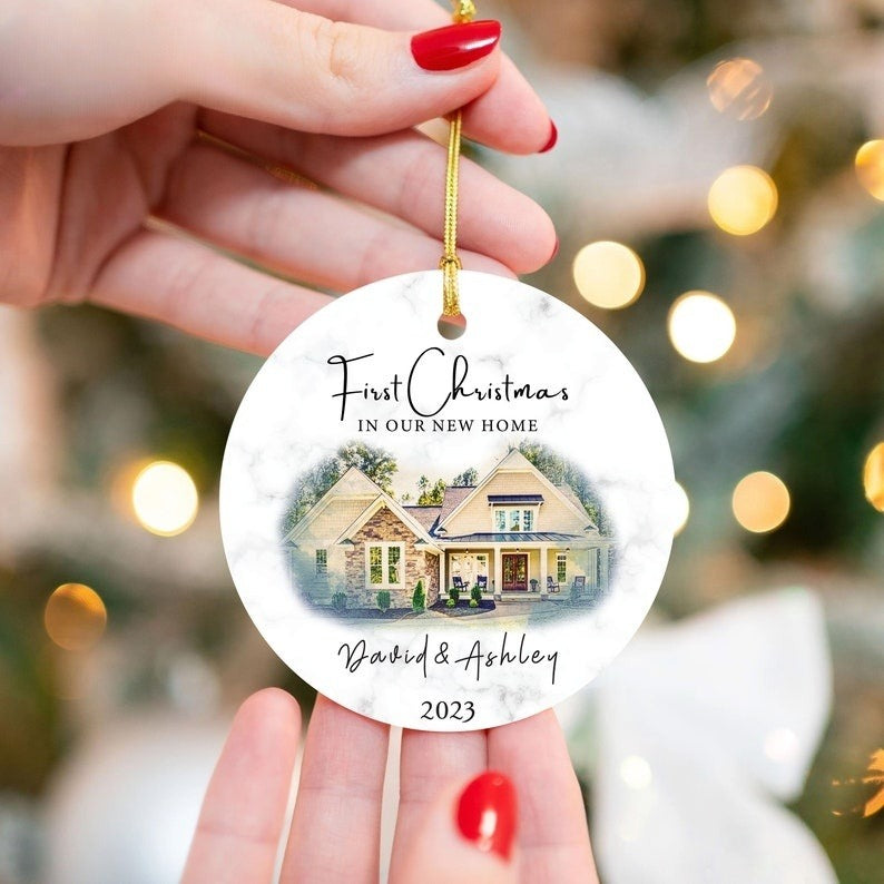 Personalized First Christmas in Our New Home Ornament, Custom New Home Photo Christmas Ornaments, 2024 New House Ornament Gift